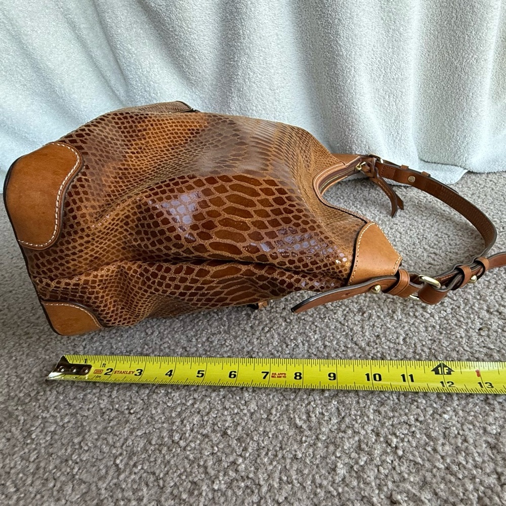 Vintage Dooney & Bourke Brown Leather Suede Shoulder Bag Snake Skin Embossed - Picture 3 of 16